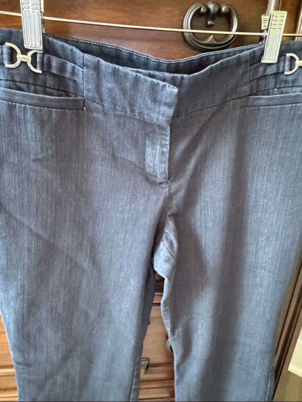 Slim Pinstripe Skinny Jeans in Navy/ denim like